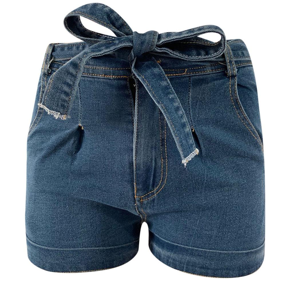 Damen Sommer Schnür Jeans Shorts Mode Farbe Hosen Shorts