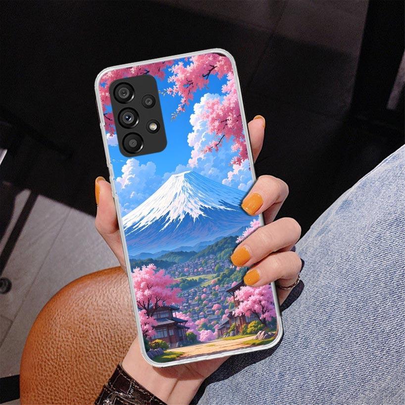 Japanische Kirschblüte Mount Fuji Handyhülle Für Samsung Galaxy A52 A32 A22 A12 A51 A31 A50S A30S A20S A10S Note 20 Ultra 10 Plus S10 A