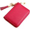 Women's RFID-Blocking Cowhide Card Holder with Zipper and Anti-Demagnetization for Credit Cards and Driver's License