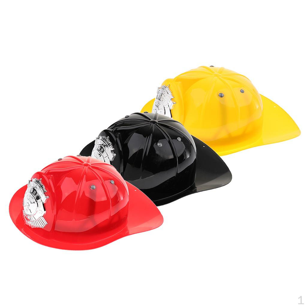 3 Pcs Role Play Game Toy Gear Plastic Fireman Helmet Hat Kids Cosplay Set