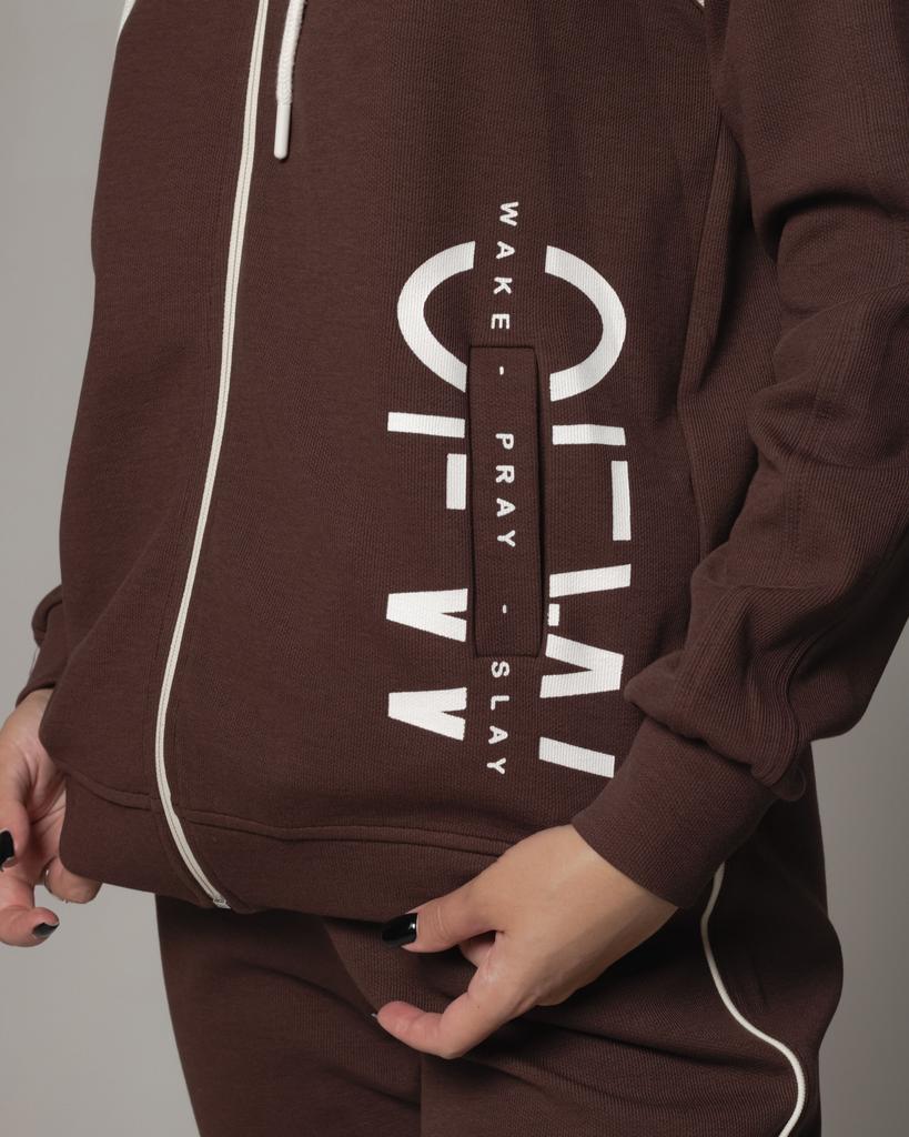 Костюм с жилетом Of White 8302 36 коричневый (жилет, кофта, брюки)