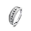 Adjustable Retro Polka Dot Beaded Couple Rings - European American Style In Thai Silver