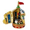 Circus House Small Building Figurine, 3.57" Tall, Home Decor Accent, Gold Plated Crystal Enamel, Vintage Jewelry Trinket Box, Festival Gift