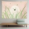 Cute Poodle Dog Leash Tapestry Wall Hanging Minimalist Cartoon Puppy Pastel Kawaii Aesthetic Wall Art Bedroom Dorm Decor