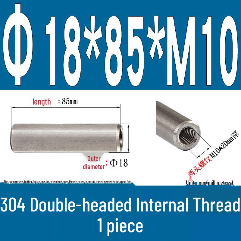 Stainless Steel 304 Double-Ended Threaded Cylindrical Guide Pin with Dual-End Holes