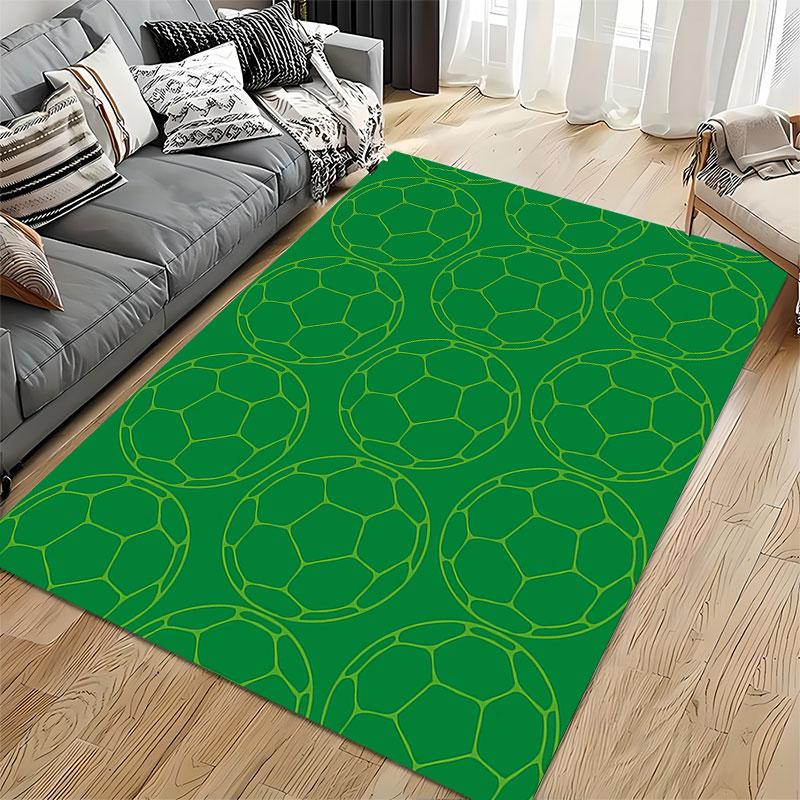 Soccer Ball Pattern Green Carpet suitable as a non-slip mat for the living room or bedroom sofa