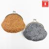 Made in Clasp Purse Coin Arabesque Jomon Gray Kyosuke, Japan, Case, Palm-Sized, Cotton, 2.6 inches, Pattern,