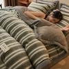 Milk velvet four-piece set for winter warmth double-sided thickened bean velvet student dormitory three-piece set