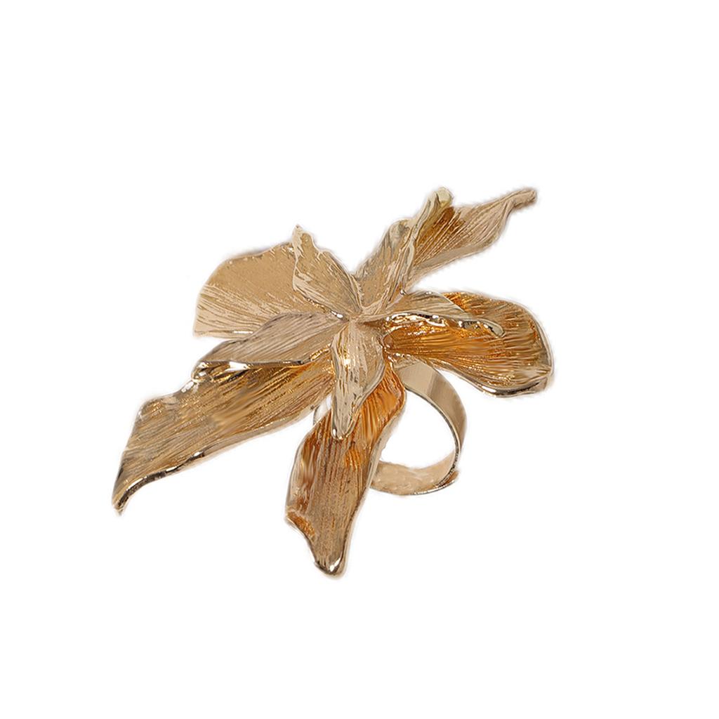 European and American style exaggerated flower fashion simple wind live ring temperament floral niche design high-end women's models