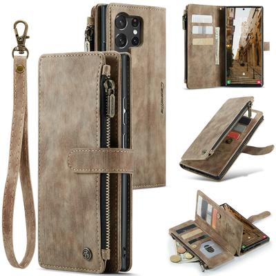 Luxury 3-in-1 Wallet Case Wireless Charging Shockproof for for S24/S23 Ultra/S21 FE-Artificial Leather Phone Case