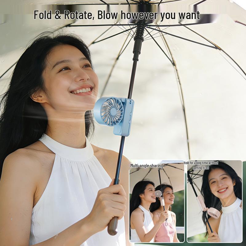 

Portable USB Rechargeable Mini Fan with Foldable Design and Rotating Function for Outdoor and Umbrella Hanging Use WT56 Blue