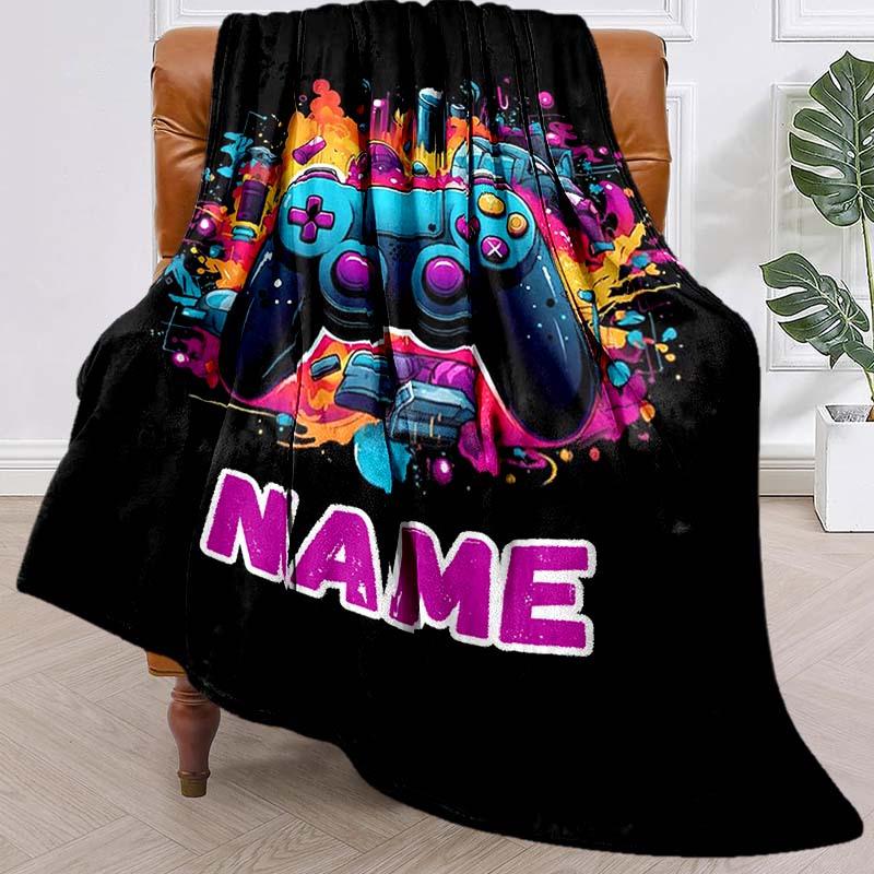 Color Game Controller Customize Your Name Blanket Warm Comfortable And Soft Blankets Are Suitable For Home Lunch Break Blanket Office Sofa Sofa Gift