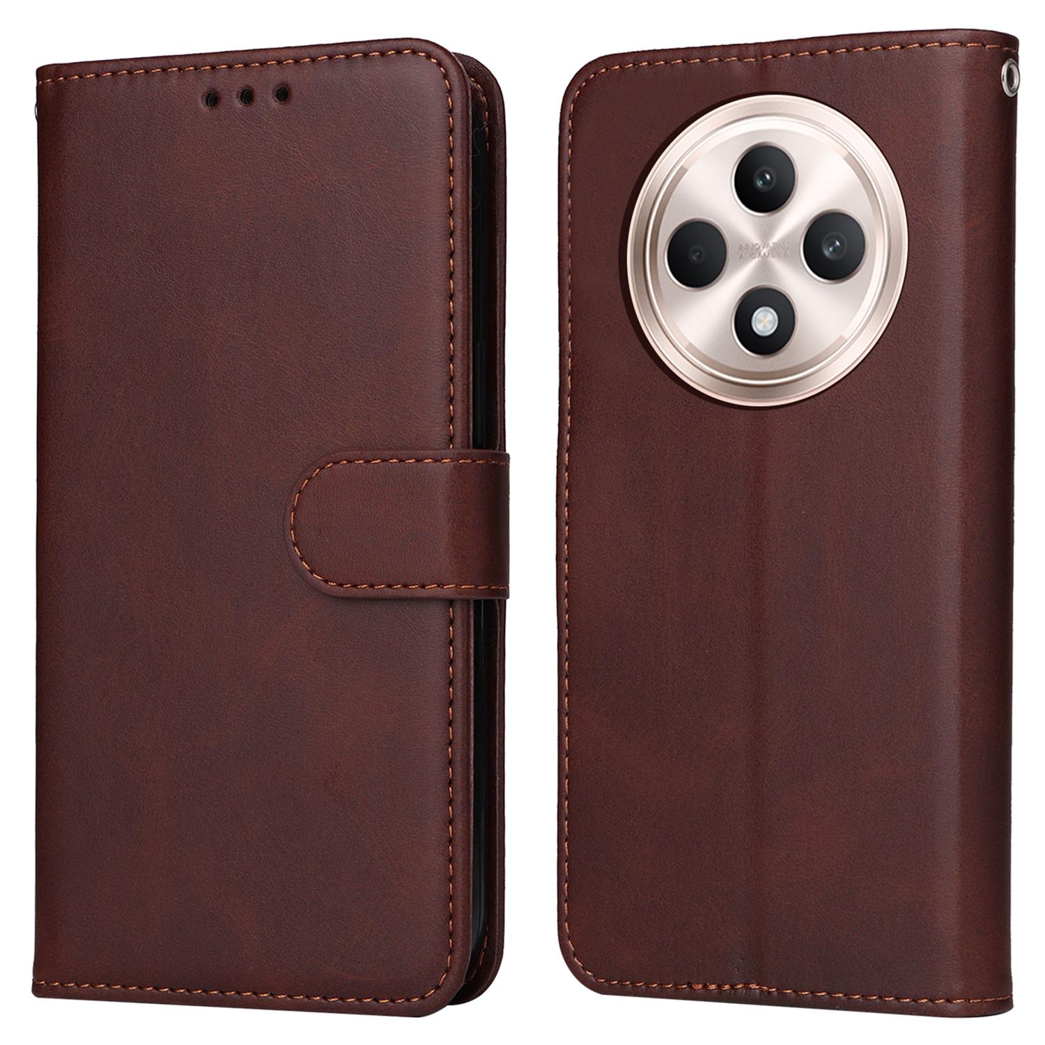 

Для Oppo Reno12 F 5G Чехол из ПУ кожи Чехол для телефона с отделениями для наличных/карт Brown