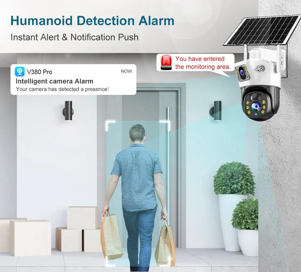 4G Camera With 4G-SIM Card Solar Panel 8MP 4K Outdoor Wireless PTZ PIR Human Detection CCTV IP Camaras V380 Security Protection