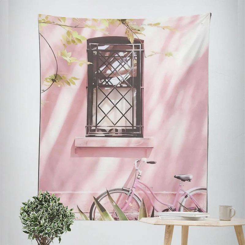 Pink Flowers Butterfly Decorative Tapestry Home Wall Decor Office Living Room Tapestry
