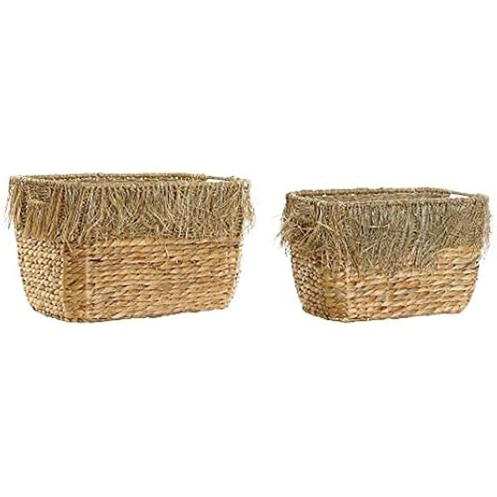 Paniers à franges - DKD HOME DECOR - Lot de 2 - Marron - 35x25 cm et 40x30 cm - Fibre naturelle