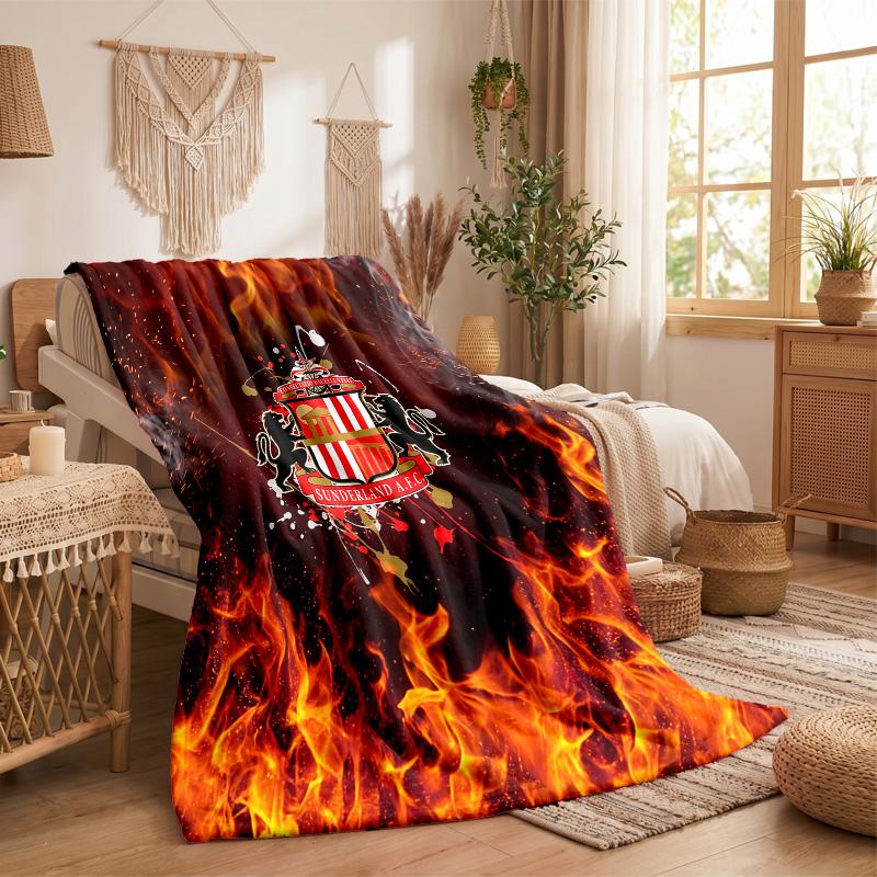Sunderland Football Print Flannel Blanket Soft Warm Sofa Bed Throw Blanket For Home Office Bedroom