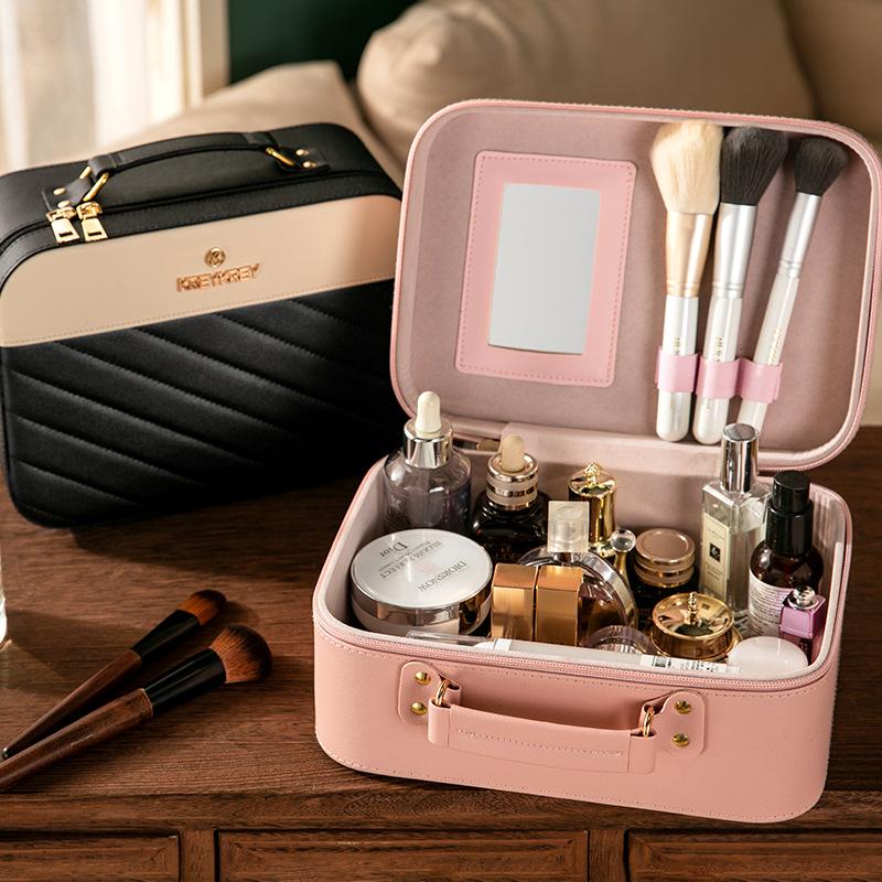 Professional Ladies Cosmetic Bag Portable PU Waterproof Skincare Storage Bag Souvenir Gift Makeup Case for Women