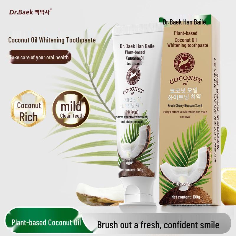 Korean Botanical Coconut Oil Whitening Toothpaste - Fresh Coconut Scent for Brightening Teeth and Fresh Breath