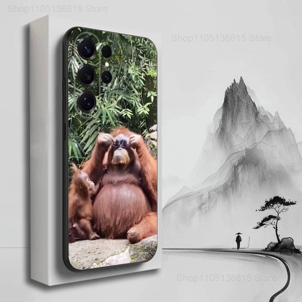 Funny Monkey Cute  Case For Samsung S21,S9,S22,S25,S20,S10,Plus,Ultra,S24,S23,FE,Lite,Soft Silicone Black