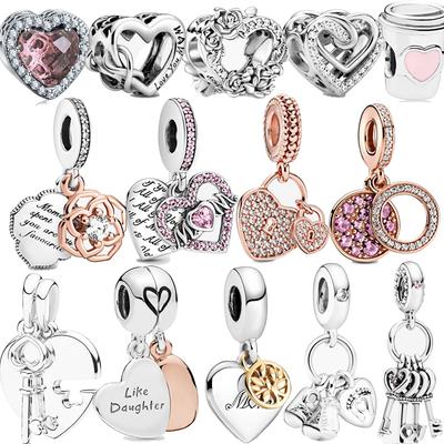 Vero argento sterling 925 con perline Migliore amico Cuore e chiave Fascino adatto Bracciale moda originale Fai da te Gioielli da donna Regalo