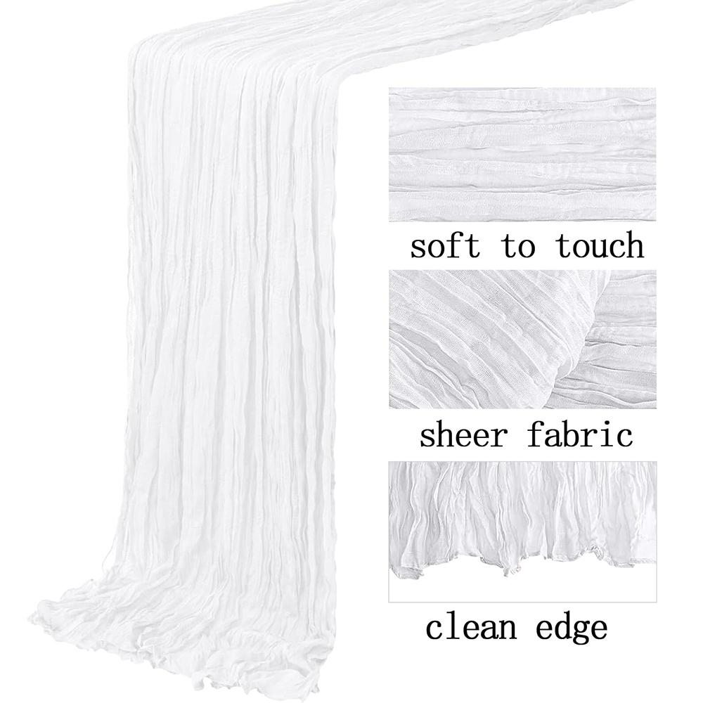 Beige Gauze Cheesecloth Table Runner Rustic Boho Semi Sheer Ivory Table Runner Wedding Bridal Baby Shower Birthday Party Decor