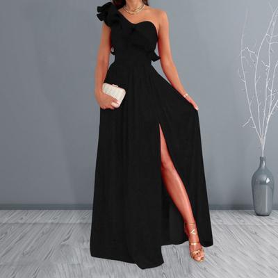 Rochie de seară pentru doamnă Volane Culoare plisată Fără mâneci Talie înaltă Solid Un singur umăr Linie A tiv mare Cocktail de bal