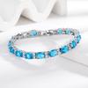 Oval Blue Topaz Zircon Bracelet for Women – Premium Elegant Fashion Hand Jewelry, Minimalist Trendy Beaded Bracelet