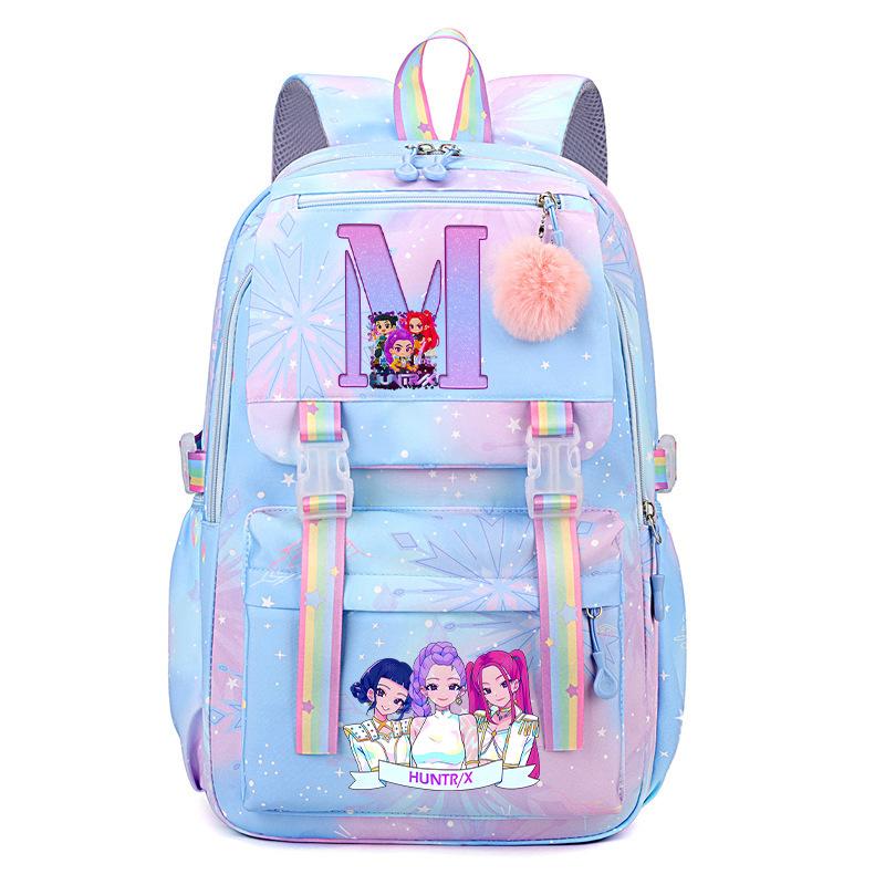 Anime Cartoon Letter Print Small Fresh Rainbow Backpack Korean Version Trend Student Large Capacity Schoolbag