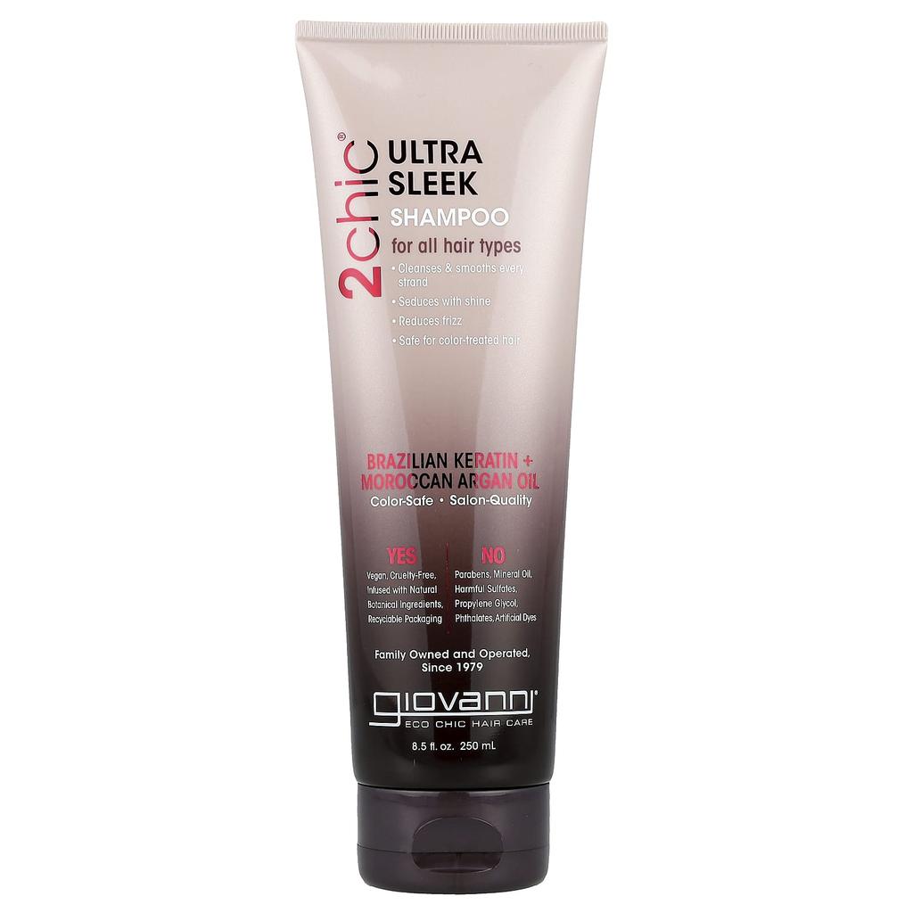 2Chic, Ultra-Slick Shampoo, All Hair Types, Brazilian Keratin + Moroccan Argan Oil, 250 Ml (8.5 Fl Oz)