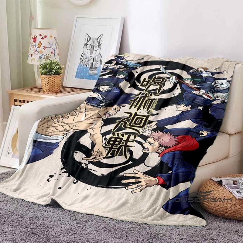Jujutsu Kaisen Cartoon-Themed Flannel Blanket — Soft & Cozy Throw for Bed, Sofa, or Picnic Use — A Great Gift for Kids