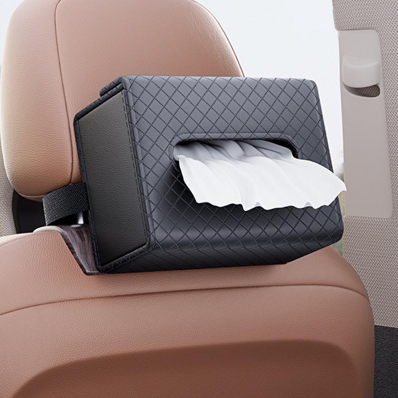 Tissue Box For Car Faux Leather Car Napkin Storage Rectangular Shape Easy Access Storage For Family Trips Daily Commute Road