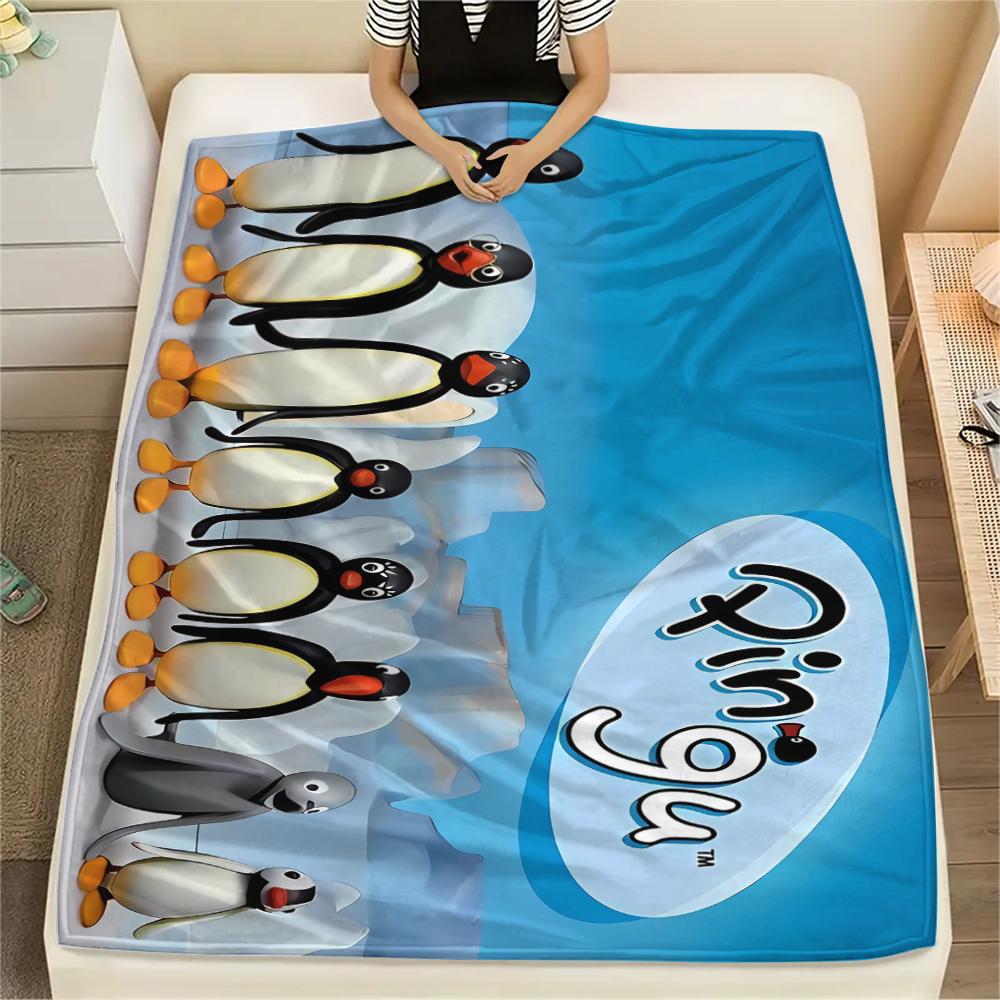 1 Stück PINGU Aufdruck Flanelldecke, Hohe Qualität für alle Jahreszeiten, Heimdekoration, Wärme und Komfort, Perfekt für Weihnachtsgeschenke