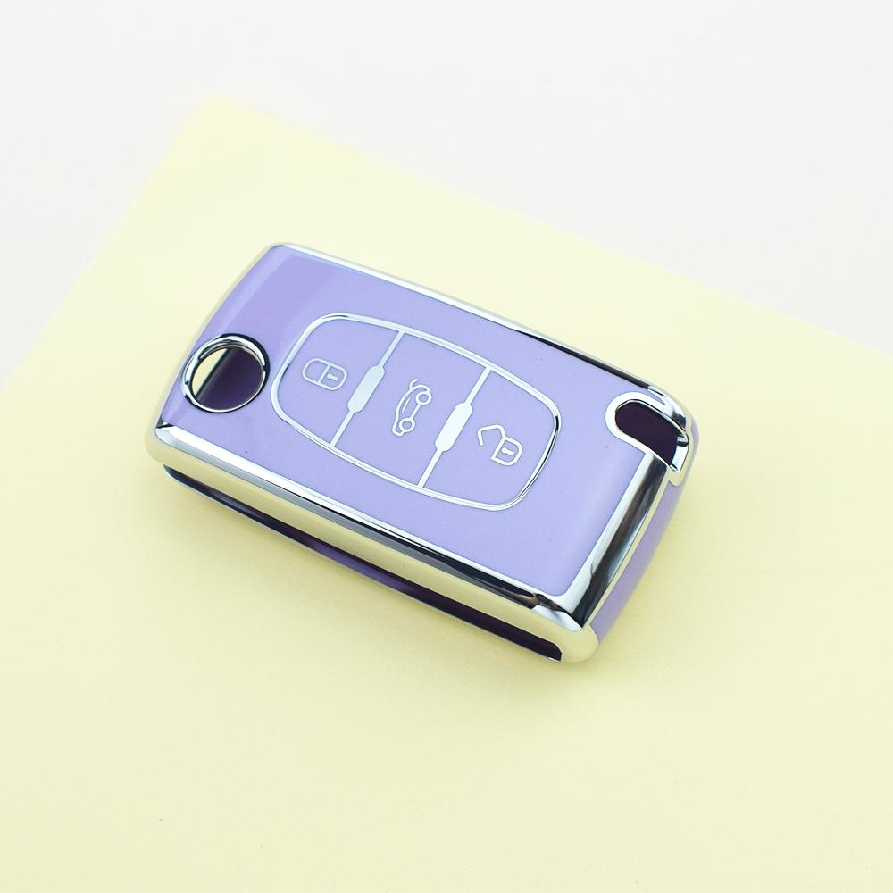

Silver Edge Auto Shell Fob Holder Keyless For Citroen Xsara C5 C6 C8 For Peugeot 107 207 307 308 407 607 3008 5008 TPU Car Key Case Cover 3 button key cover фиолетовый