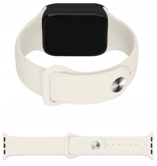 Rubber Sports Strap for Apple Watch 3 4 5 6 7 8 9 Se 42/44/45 Pearl