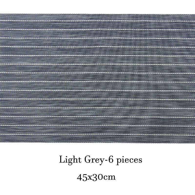 

Салфетки под приборы в полоску из 6 штук, ПВХ, коврики под приборы с теплоизоляцией, прямоугольные, моющиеся, декор для стола, 5 цветов, 45x30 см 45x30cm светло-серый