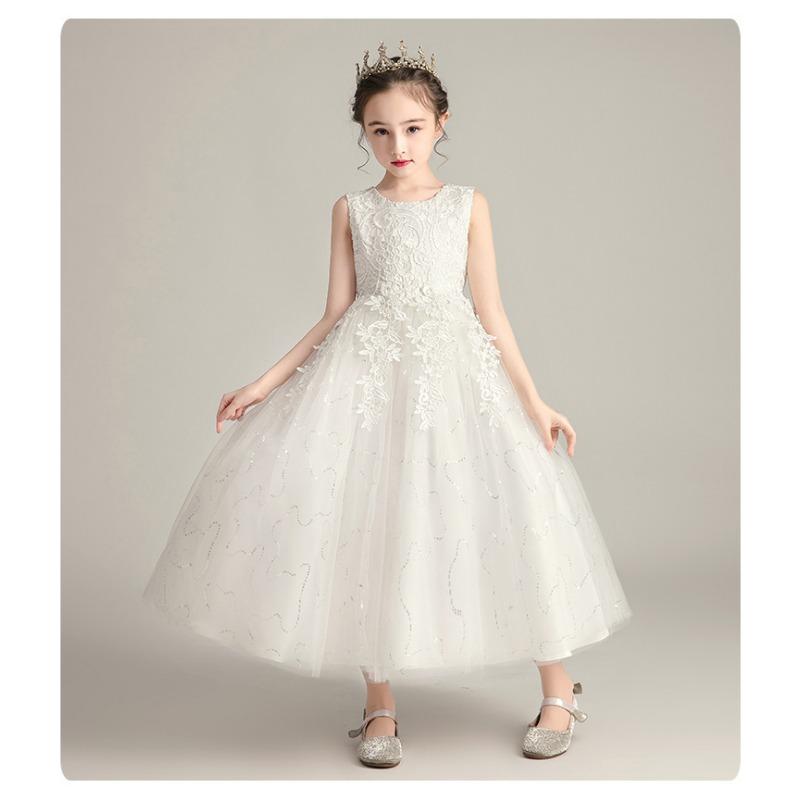 Girls Princess Puffy Lace Flower Girl Party Performance Dress