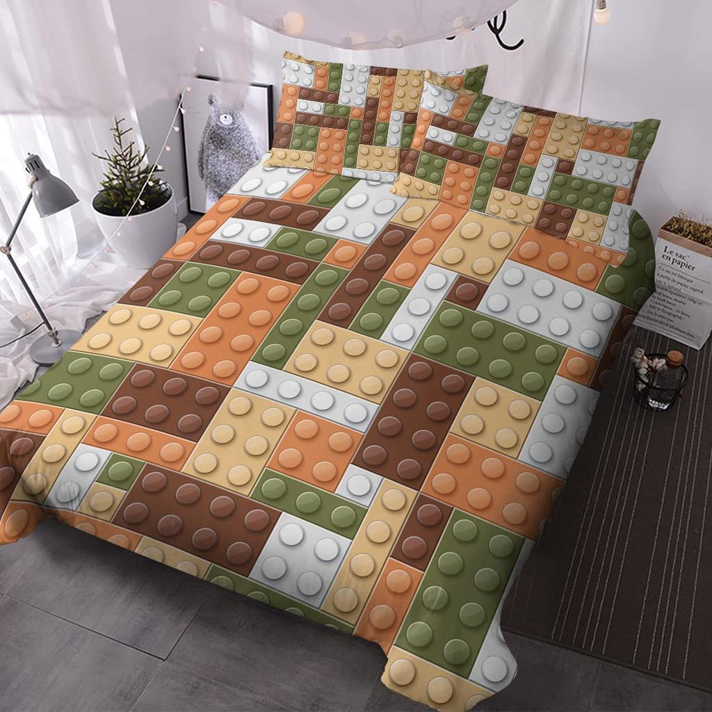 Farbe Spielzeugbaustein Bettwäsche Dreiteiliger Bettbezug