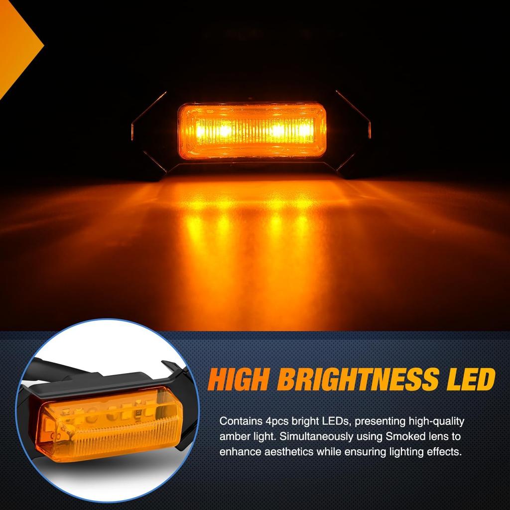 Nilight Front Grille Marker Light 4PCS 4LED Amber Lens Waterproof Dustproof Lights w/4Leads Harness 15A Fuse Compatible with 2016-2023 Toyota Tacoma