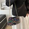 Colorful Glittery Underarm Bag Women 2024 New Fashionable Street Style Chain Square Bag
