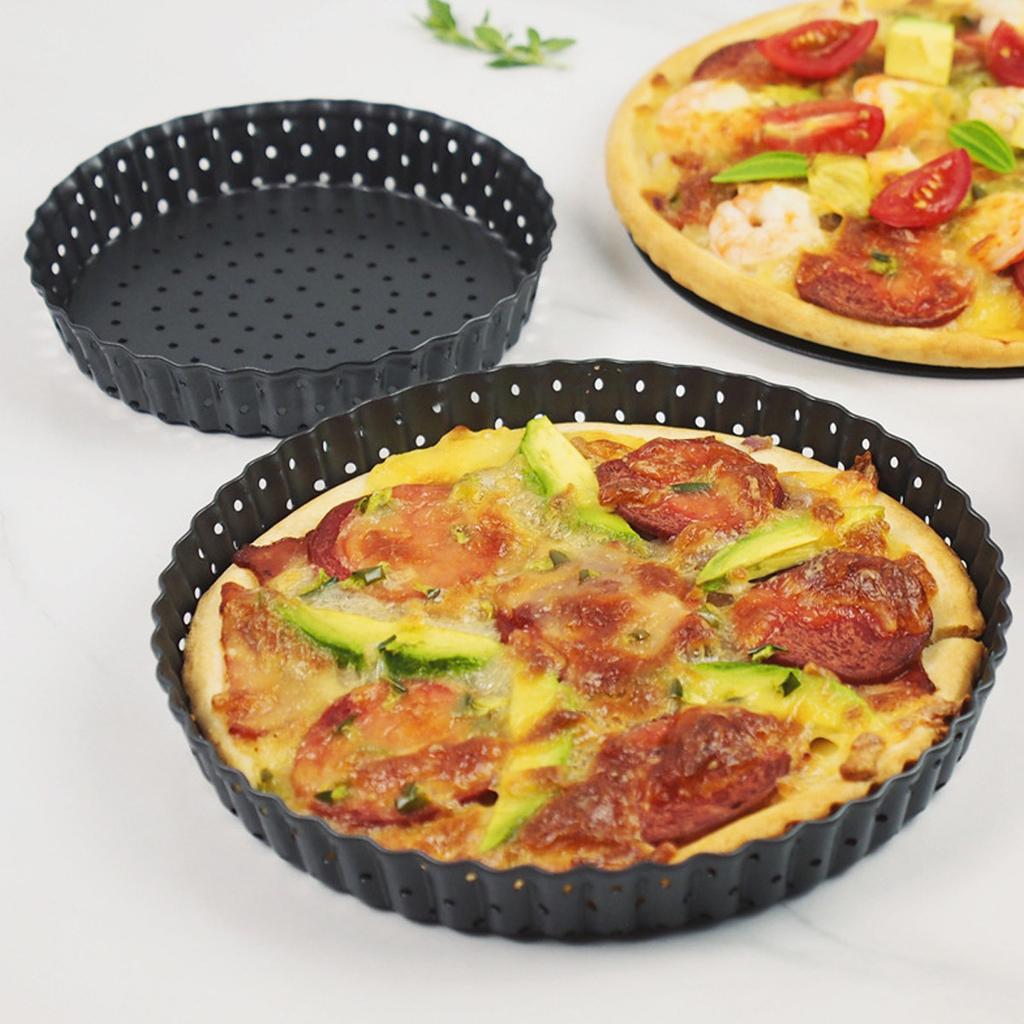Non-Stick Round Pizza Pan Small 5Inch Removable Bottom Tart Baking Tray Pie Pan Oven Baking Tool Quiche Tool Nonstick Pizza Tray