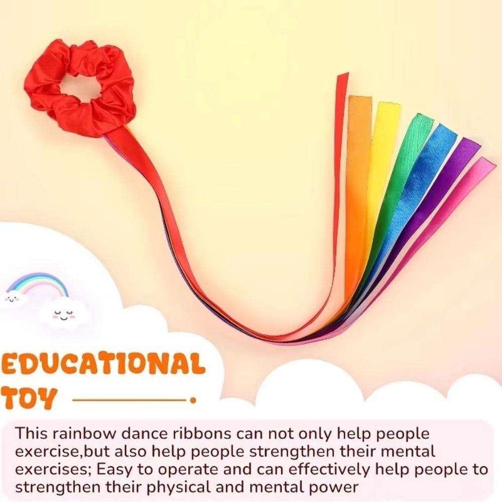 Dance Accessories Polyester Gymnastics Long Ribbon Rainbow Elastic Ribbon Headband Multicolor Wrist Straps Rhythm Dance