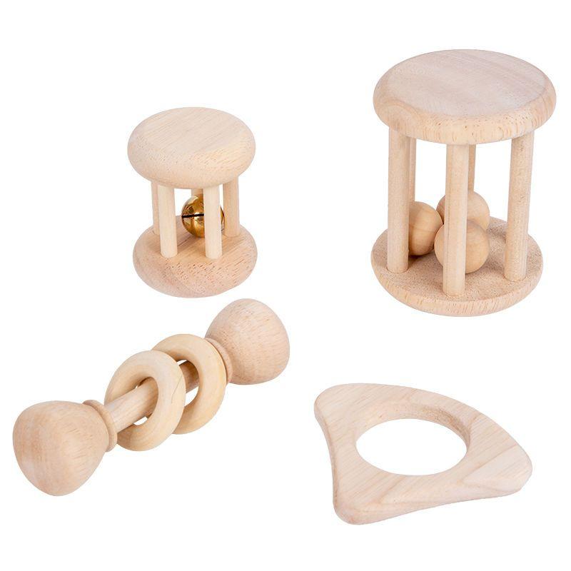 Montessori Baby's Rattle Molar Biteable Comfort Toy Wooden Newborn0-1Year-Old Baby Grip
