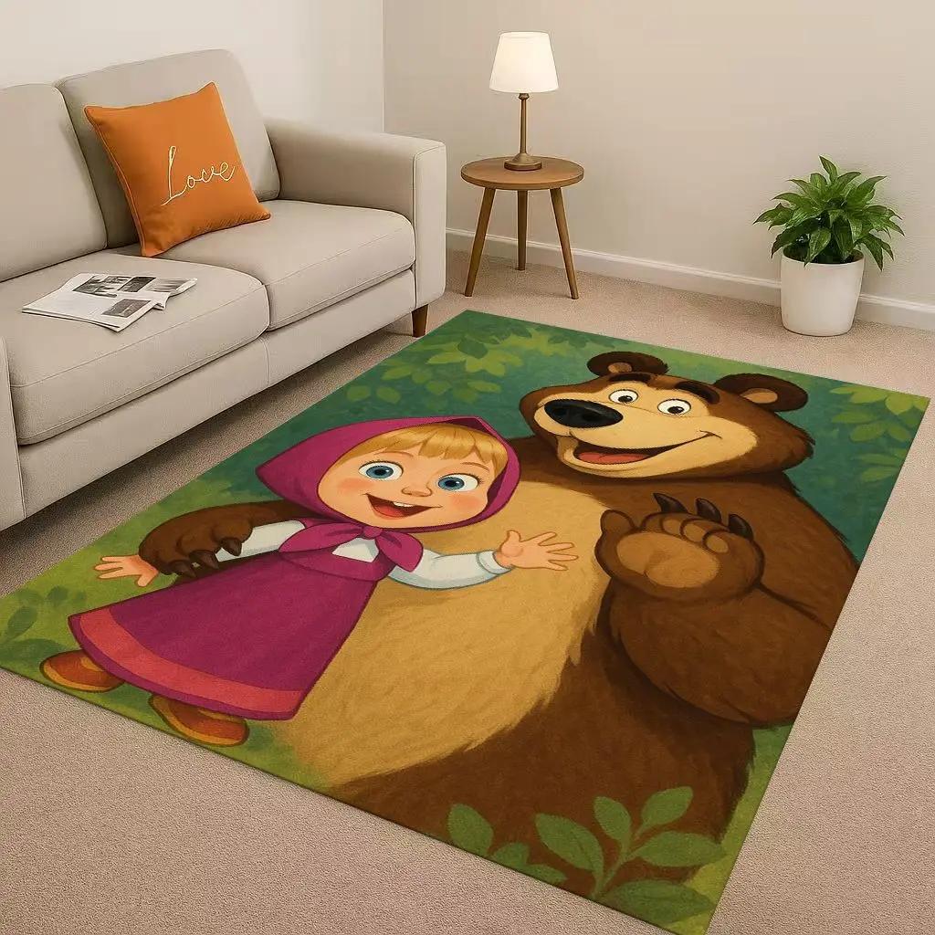 New Cartoon M-Masha And B-Bear Christmas Gift Living Room Non-Slip Area Rug Carpet For Bedroom Playroom Sofa,Home Decor Doormat