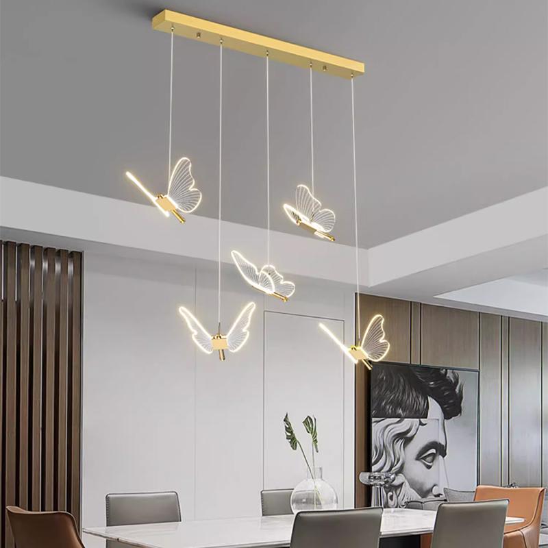 Modern Acrylic Butterfly Spiral Staircase Chandelier Luxury for Living Room Dining Room Villa Home Decoration Lighting Lamps LED