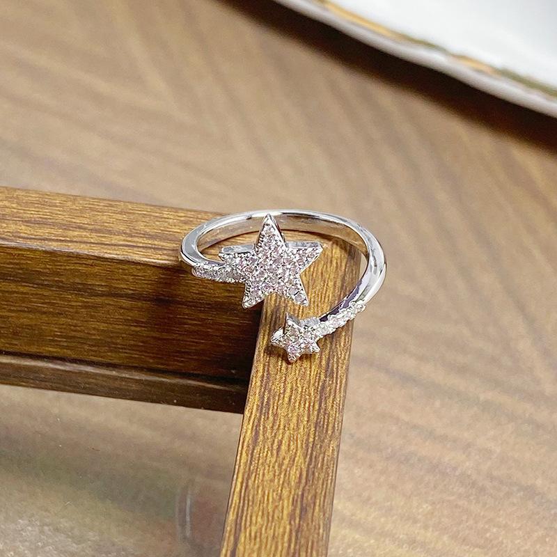 Day Cold Wind Zircon Light Luxury High Sense Open Ring Exquisite Geometric Personality Niche Ring Woman