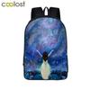 Trendy Youthful Colorful Galaxy Space Cat Dog Animal School Bags Notebook Backpacks 3D Printed Oxford Waterproof Travel Bags