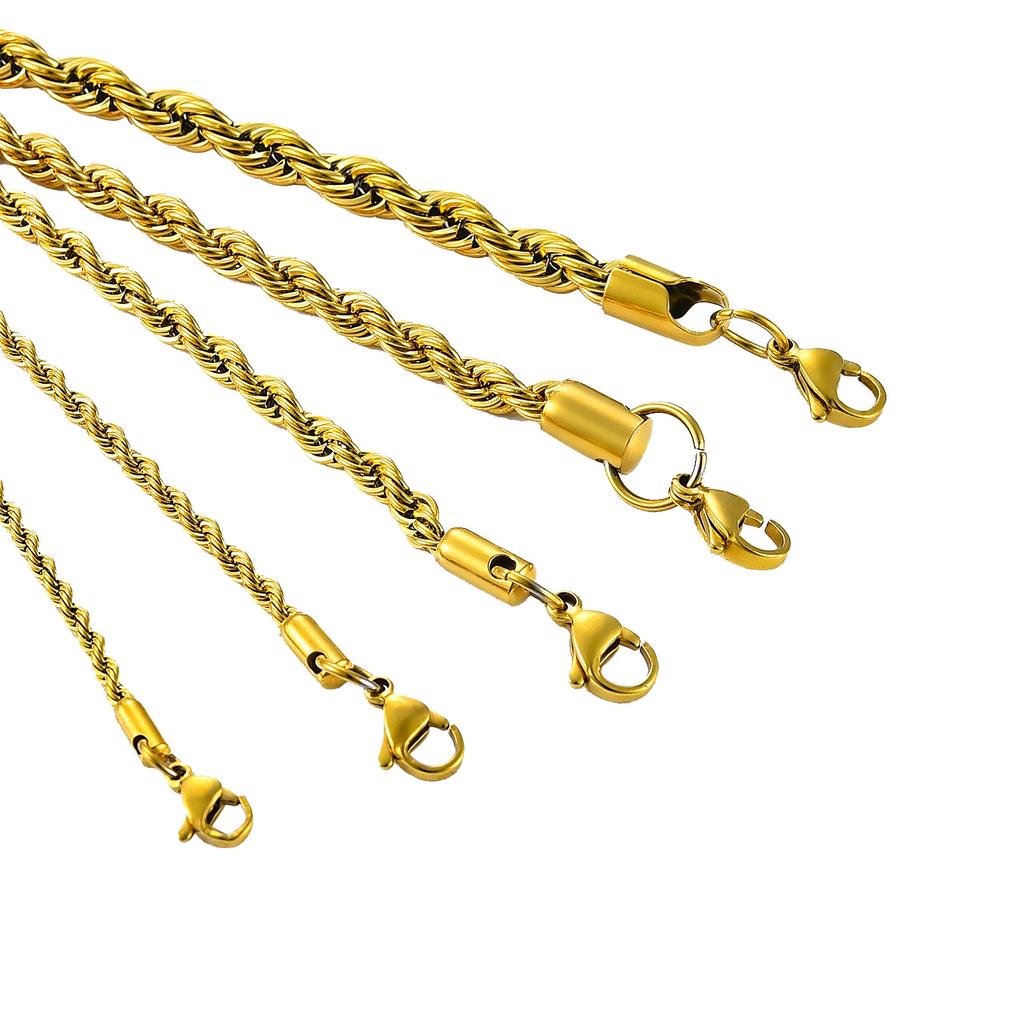 5 Colors Stainless Steel Twist Rope Chain Necklace for Women Men Black/Silver/Gold Color Plated Choker Metal Fashion Jewelry