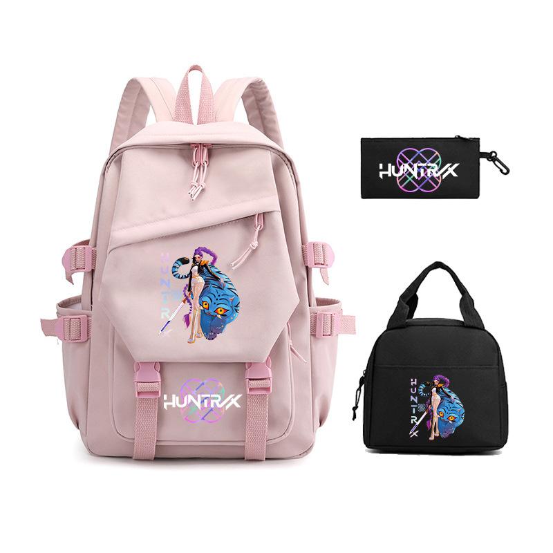 Demon Hunters KPop Demon Hunters Student School Bag Three-piece School Bag Zipper Pencil Case