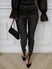 Euro-Amerikanische High-Waist Glitzer-Leggings mit silbernem Glitzer-Bund